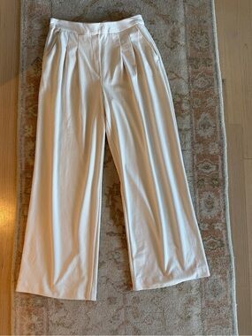 H&M Cream Wide-Leg Pleated Trousers